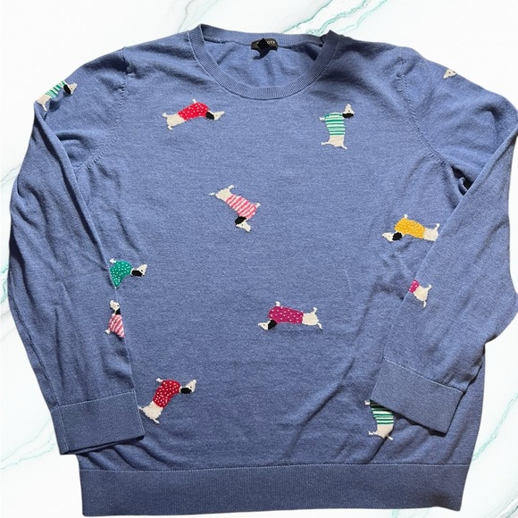 Talbots Dachshund Blue Sweater with Doxie Dog Pattern - Picture 5 of 10